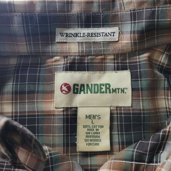 Gander Mountain Wrinkle Resistant Plaid Shirt Button Down Pocket Mens Large - Picture 4 of 7